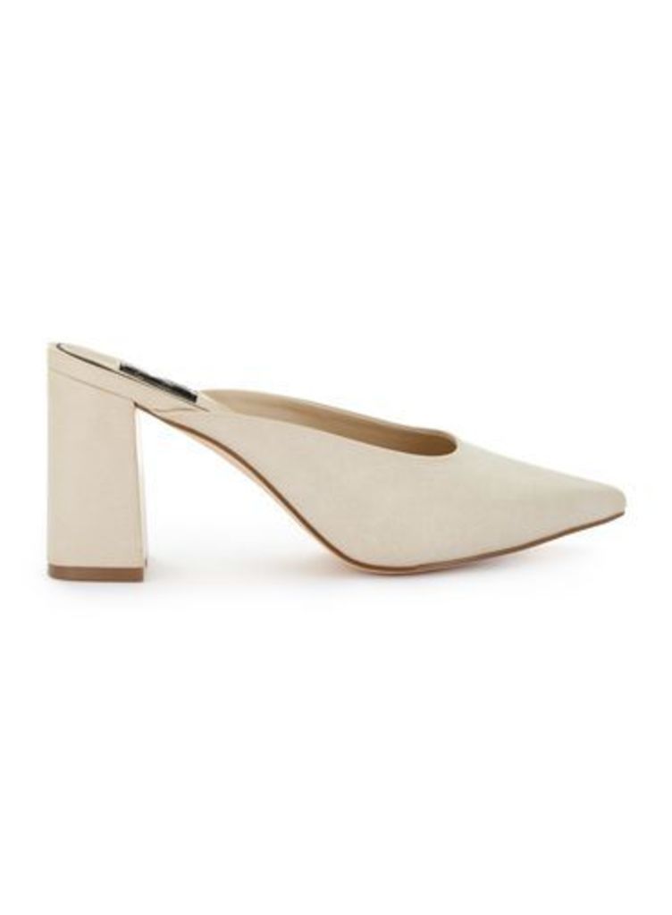 Womens LUCIE Pointed Backless Court Shoes, Nude