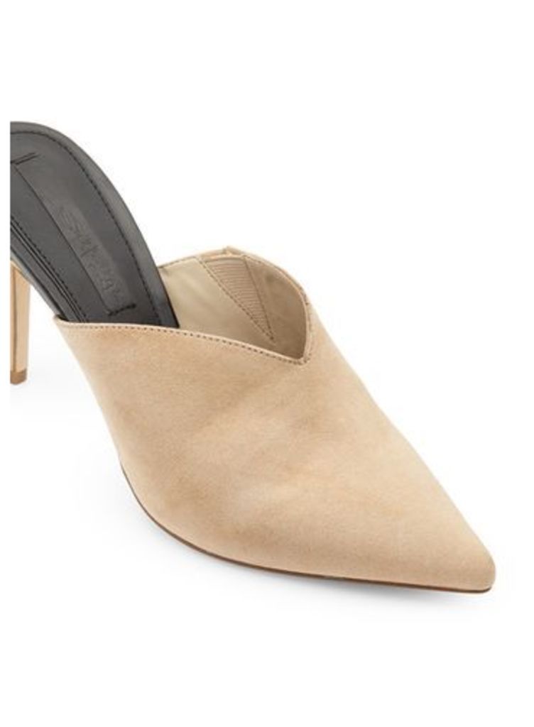 Womens LYCHEE Stiletto Mules, NUDE