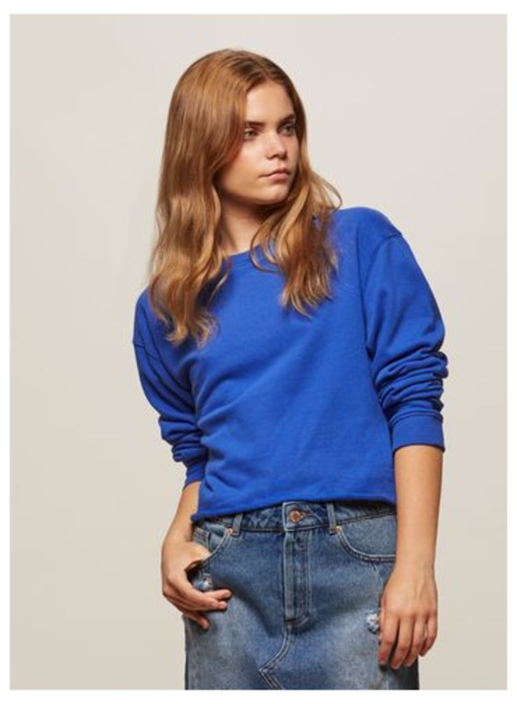 Womens Cobalt Blue Cropped Sweatshirt, Blue