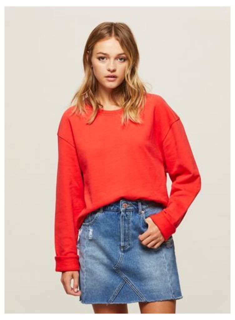 Womens Red Crop Sweatshirt, Red