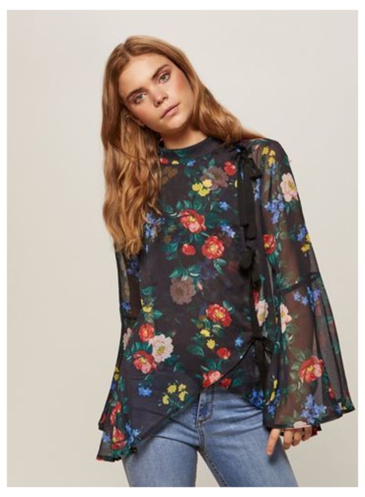 Womens Floral Print High Neck Blouse, Assorted