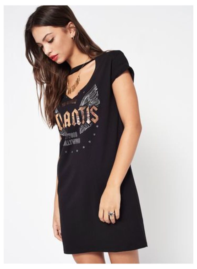 Womens Atlantis Print T-Shirt Dress, Black