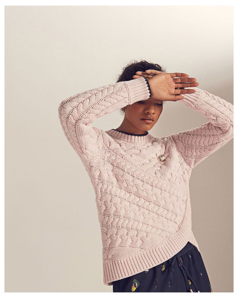 Ted Baker Asymmetric cable knit jumper Pale Pink