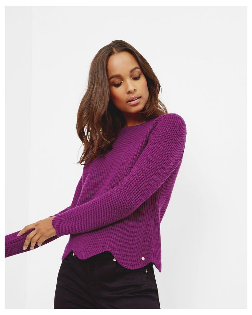 Ted Baker Scalloped edge ribbed sweater Deep Purple