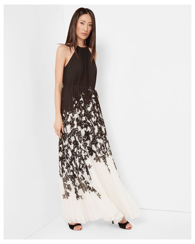 Ted Baker Floral print pleated maxi dress Black