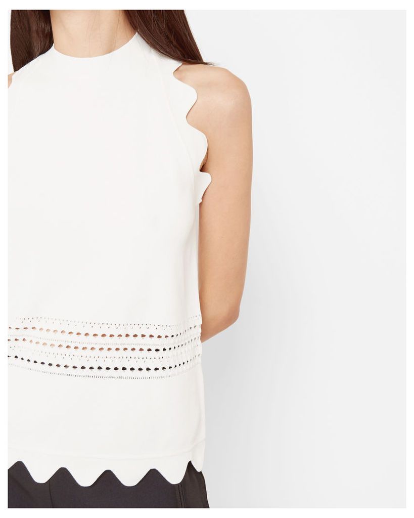Ted Baker Scallop detail ribbed top White
