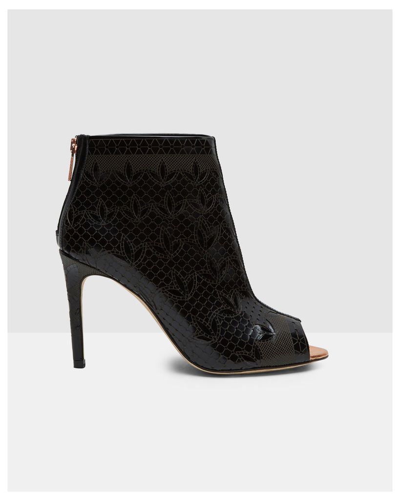 Ted Baker Laser cut leather heeled ankle boots Black