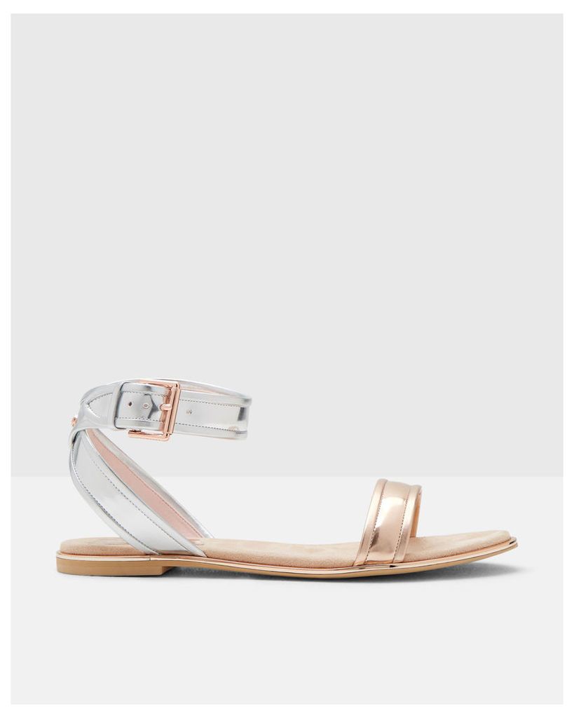 Ted Baker Cross-over strap leather sandals Rose Gold