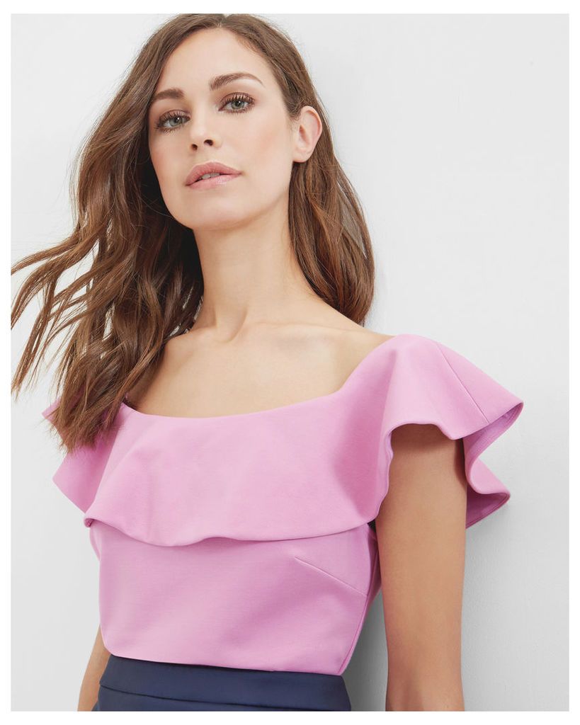 Ted Baker Frill detail Bardot top Pale Pink