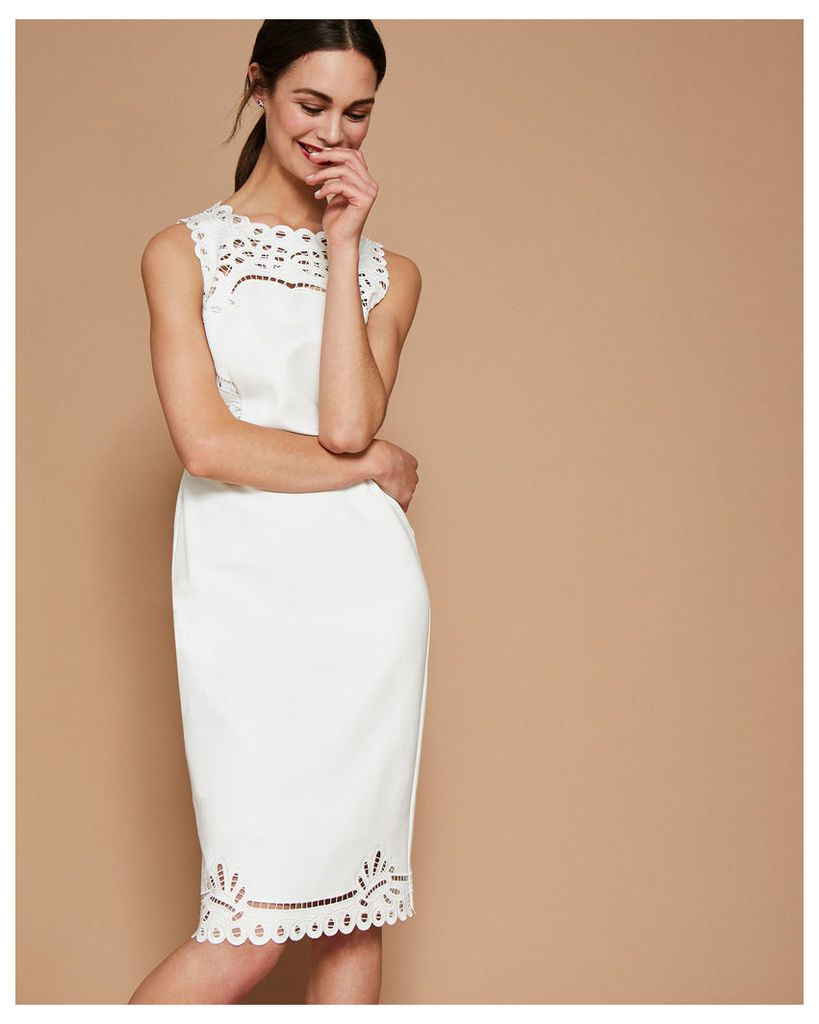 Ted Baker Embroidered bodycon dress Cream