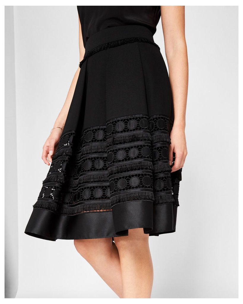 Ted Baker Circle lace panel skirt Black