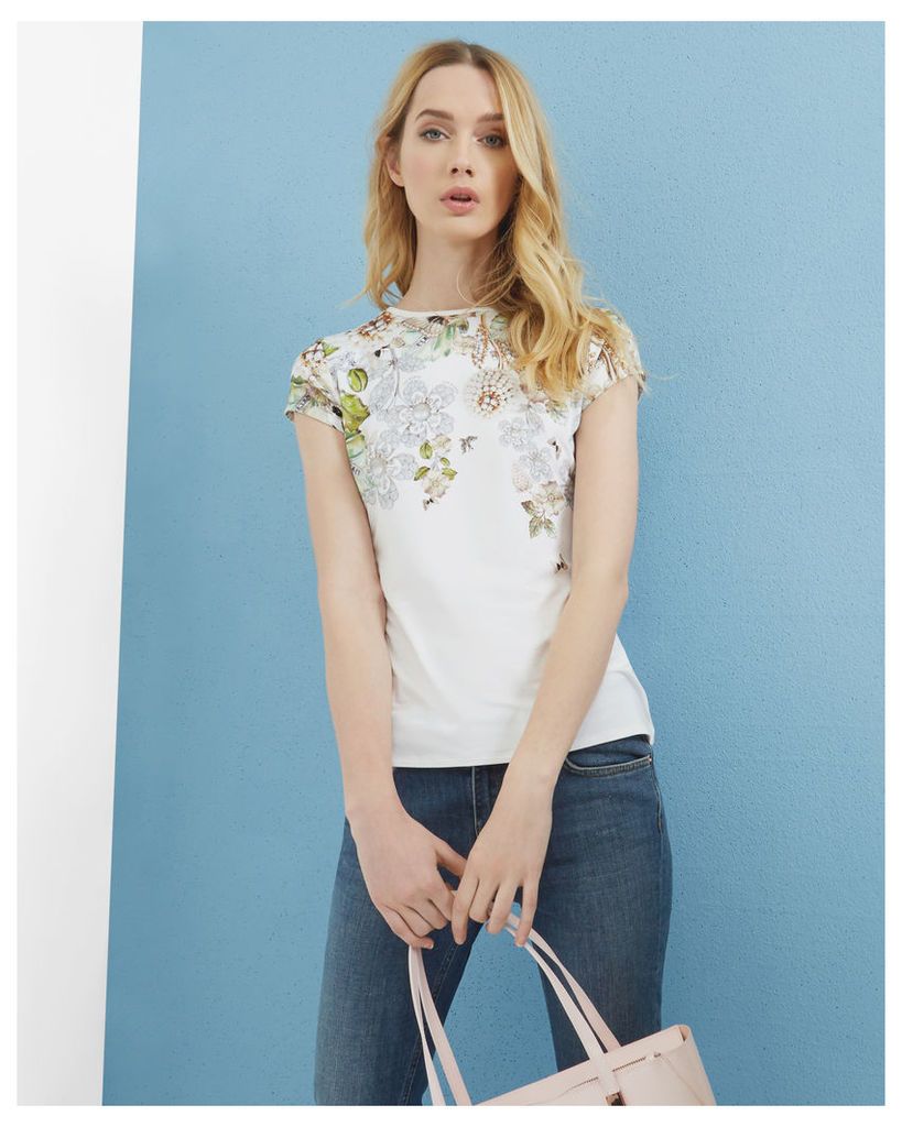 Ted Baker Gem Gardens fitted T-shirt Ivory