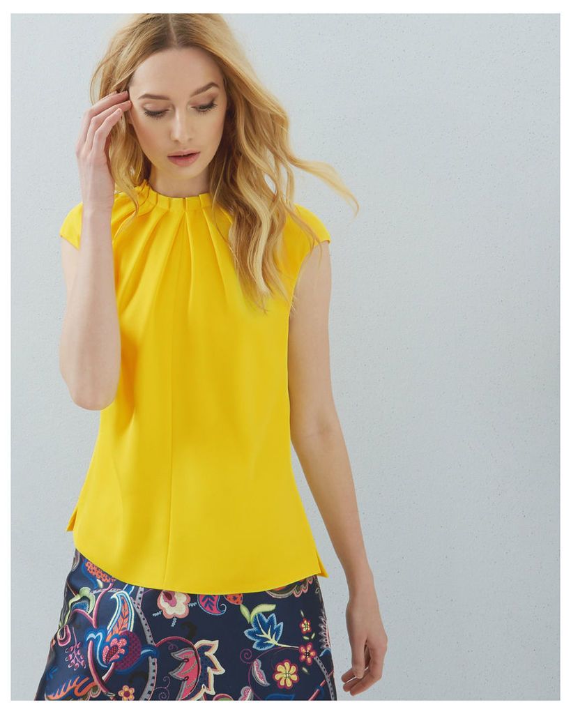 Ted Baker Pleated high neck top Yellow