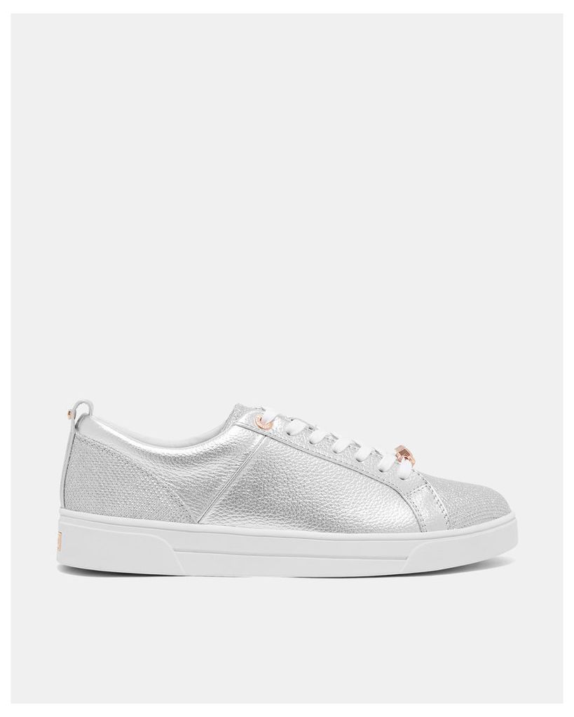 Ted Baker Leather glitter tennis trainers Silver