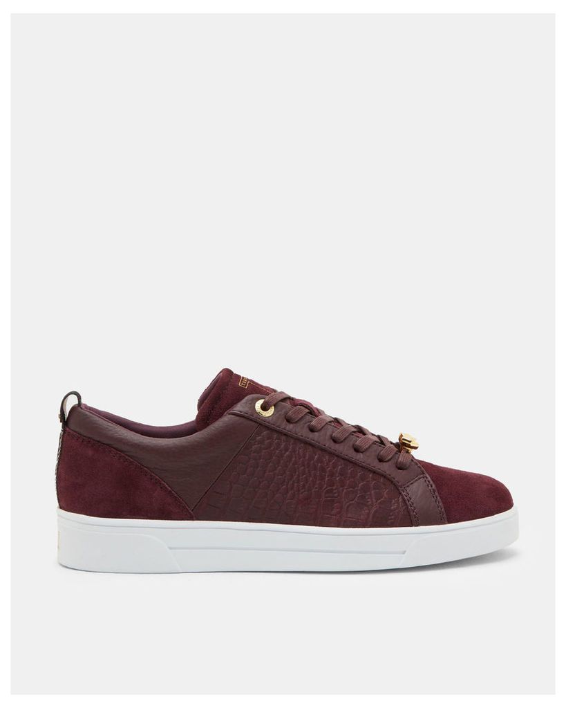 Ted Baker Contrast trim leather trainers Oxblood