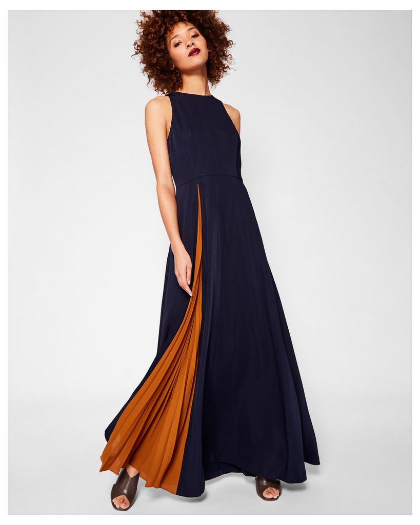 Ted Baker Contrast pleat maxi dress Navy