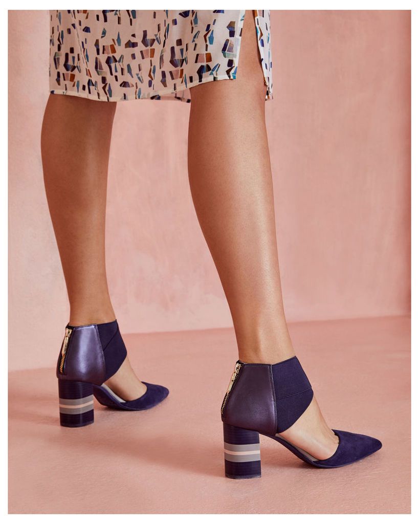 Ted Baker Pointed suede cut-out heels Navy