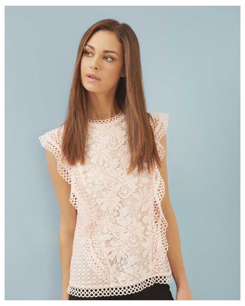 Ted Baker Ruffle lace top Baby Pink