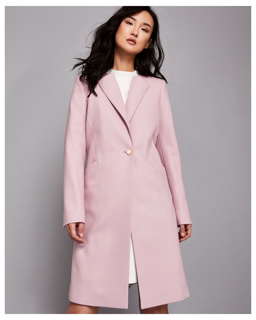 Ted Baker Collarless wool coat Dusky Pink
