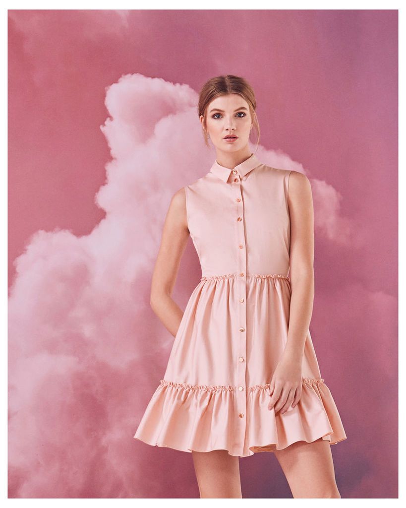 Ted Baker Sleeveless collared cotton-blend dress Dusky Pink