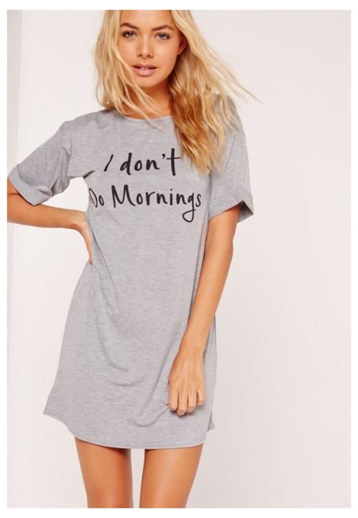 Grey I Don't Do Mornings Night T-Shirt, Grey