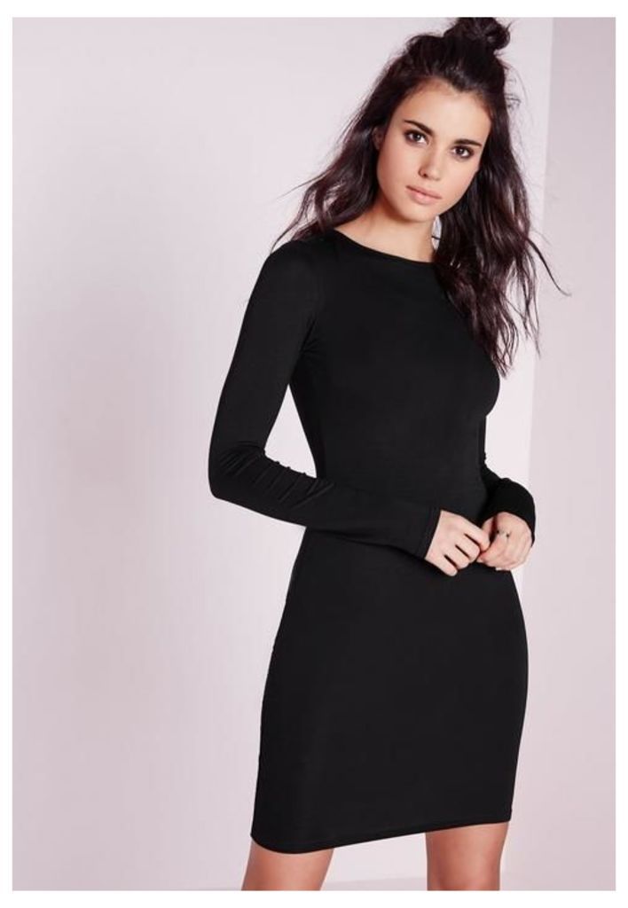 Jersey Bodycon Mini Dress Black, Black