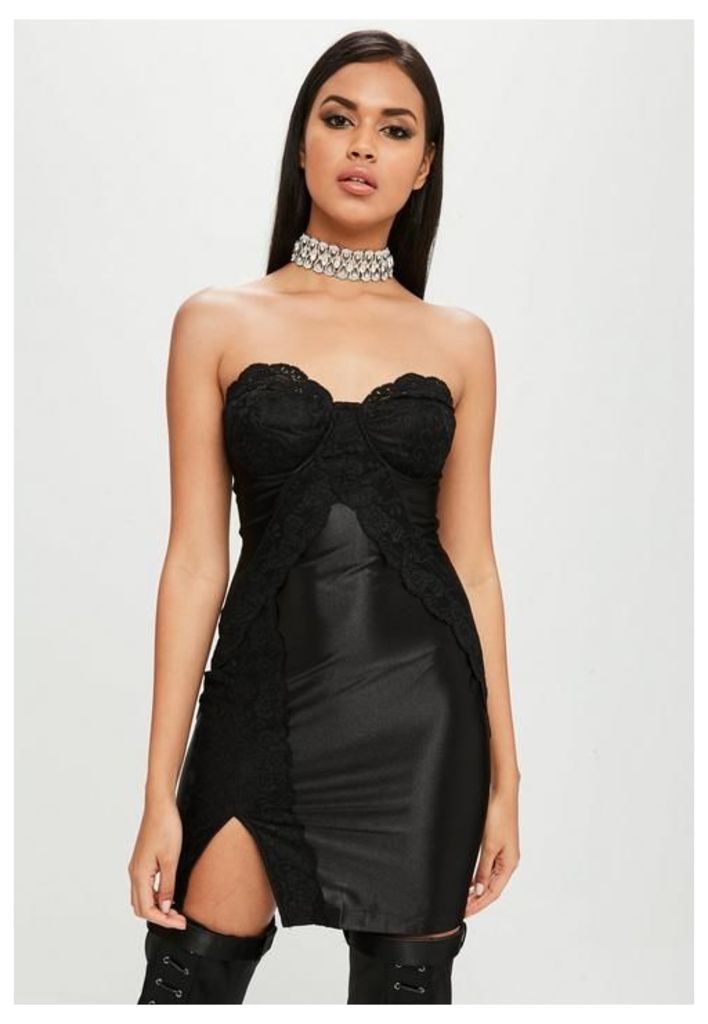 Carli Bybel x Missguided Black Lace Side Dress, Black