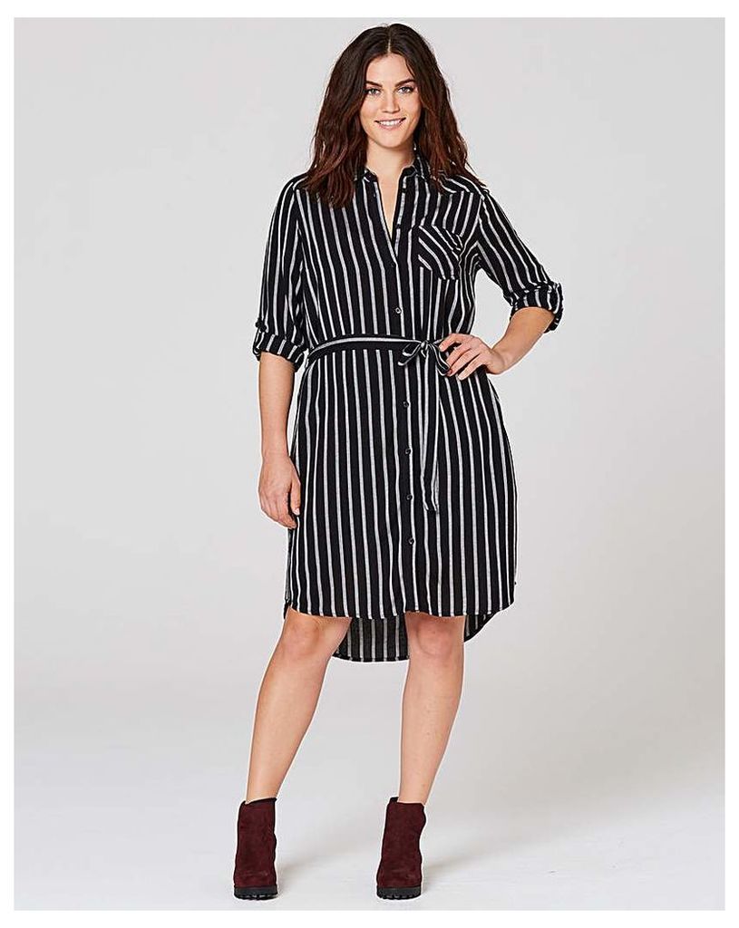 Black/Ivory Stripe Shirt Dress