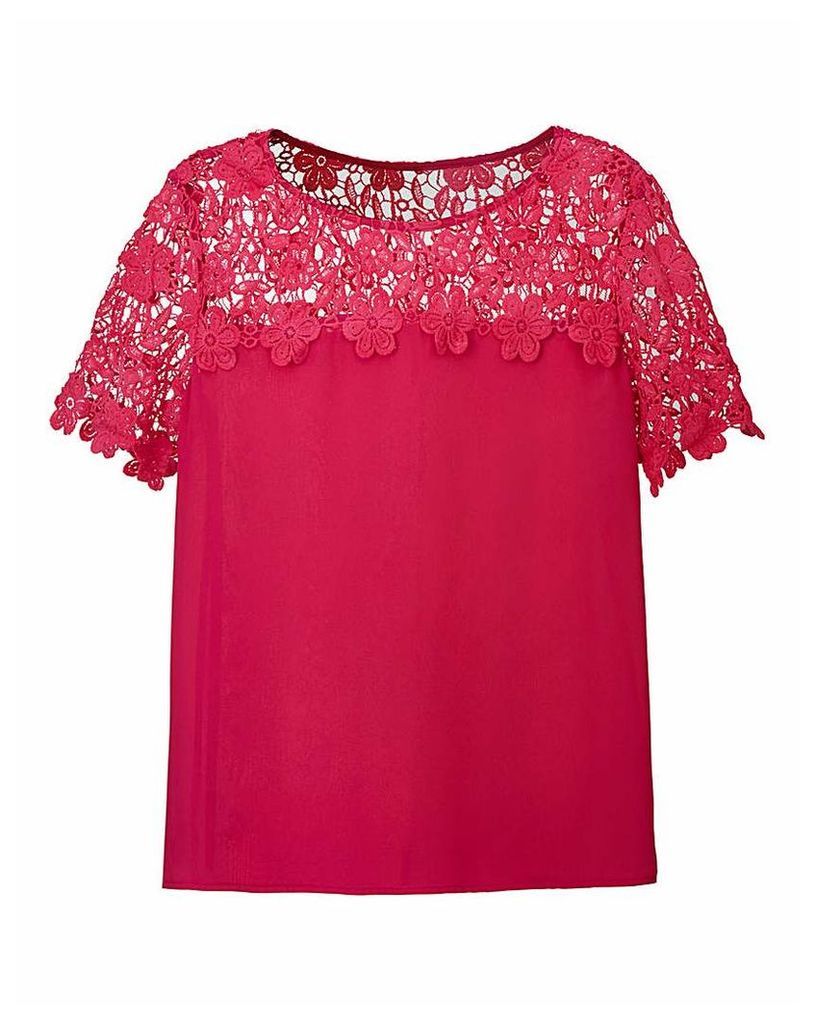 Hot Pink Crochet Lace Shell Top