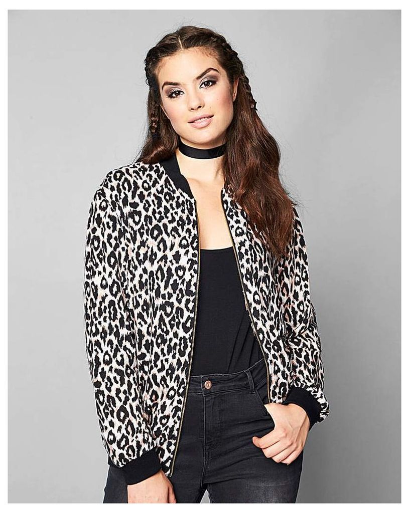 Simply Be Leopard Print Bomber Jacket