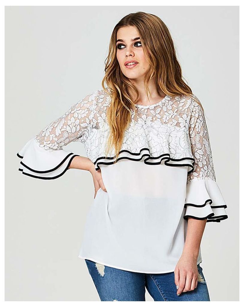 Simply Be Lace Ruffle Tipped Blouse