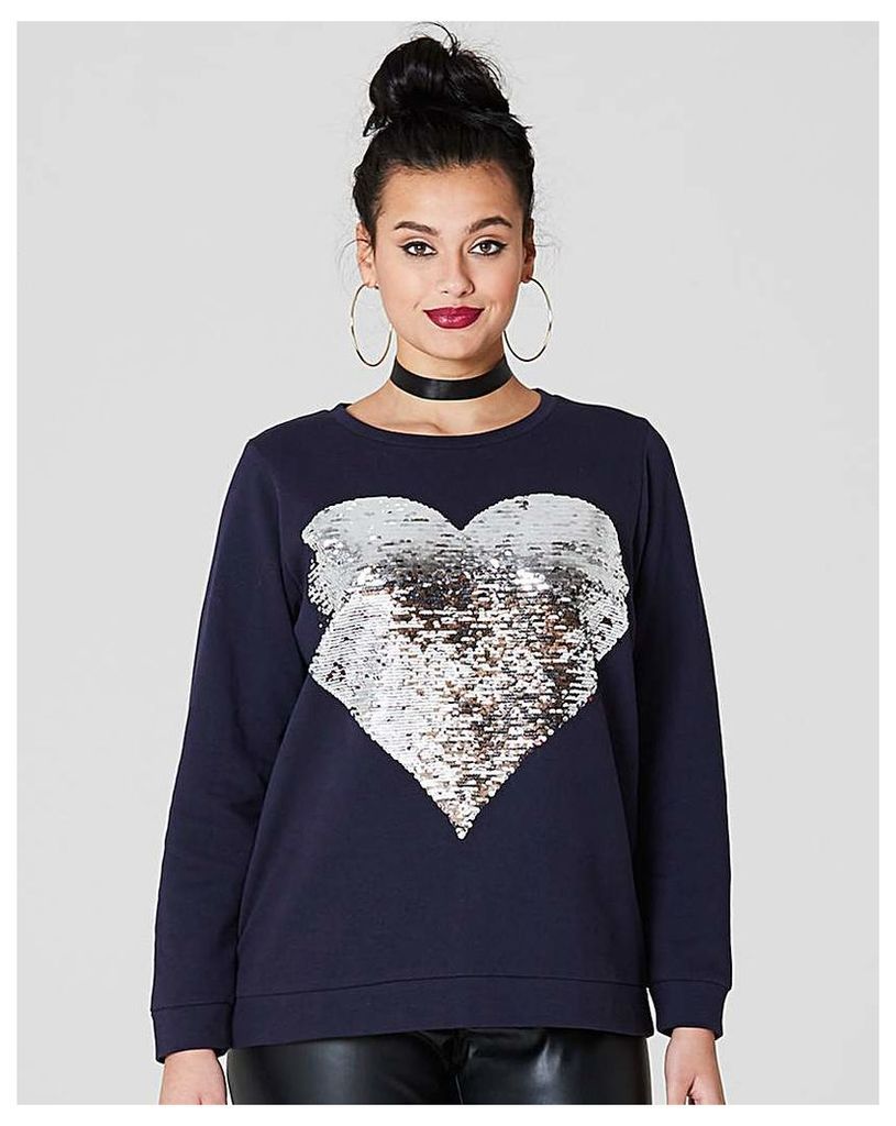 Navy Reversible Heart Sweatshirt