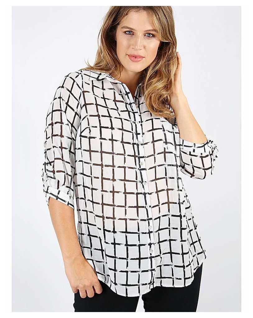 Lovedrobe GB white grid print shirt