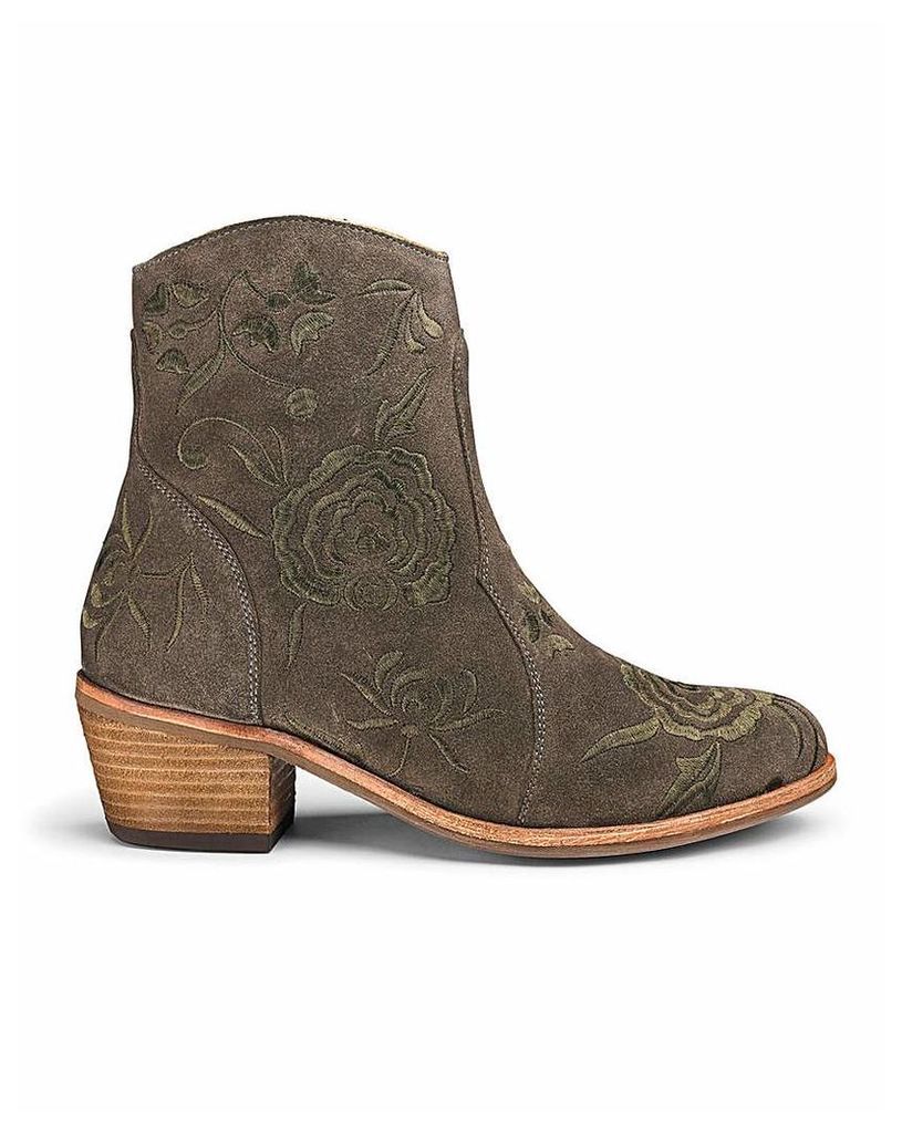 Embroidered Suede Western Boots E Fit