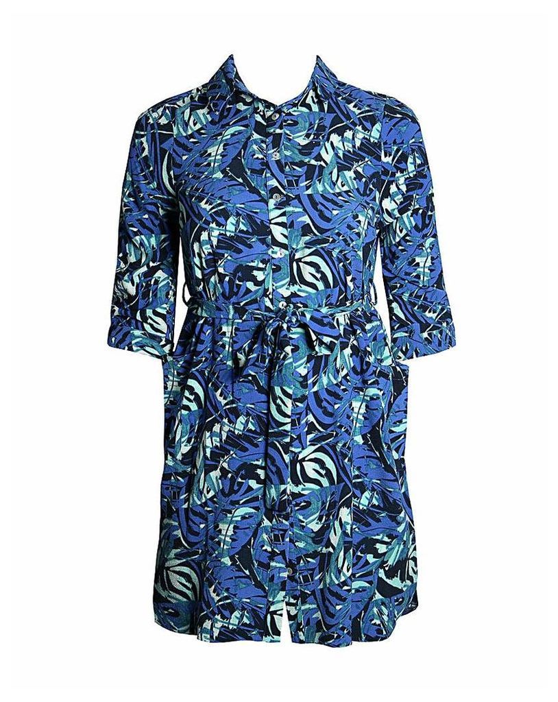 Lovedrobe GB Blue Leaf Print Shirt Dress