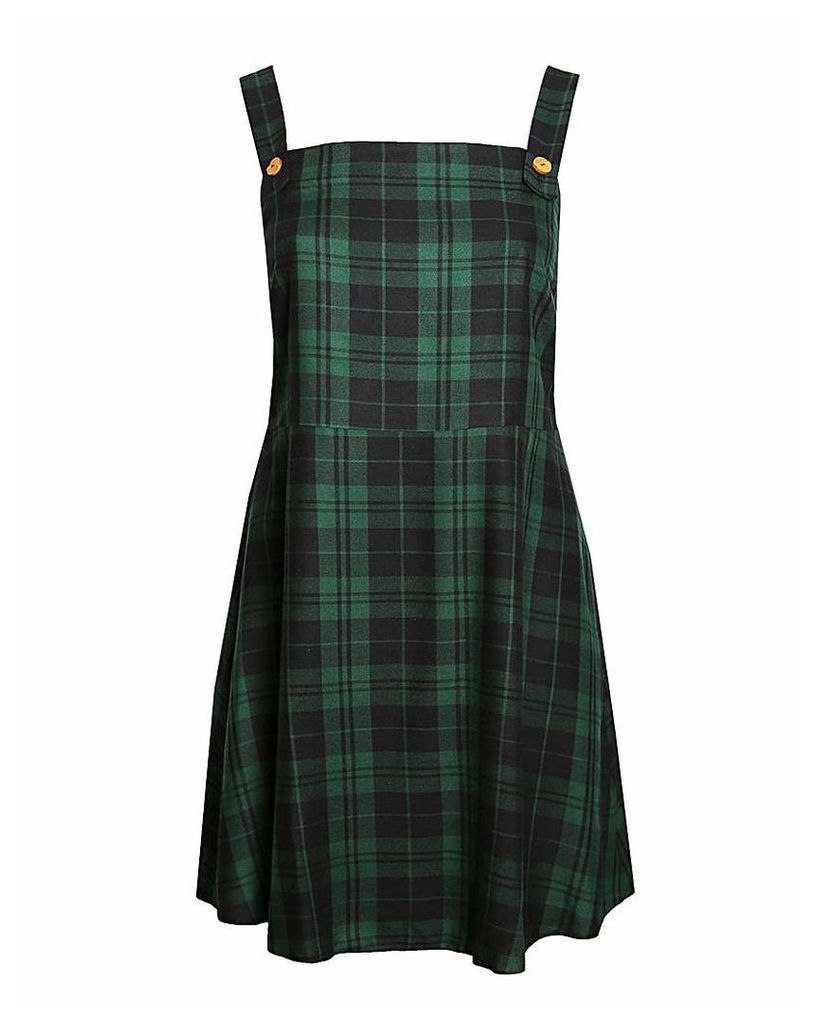 Lovedrobe GB Green Check Pinafore Dress