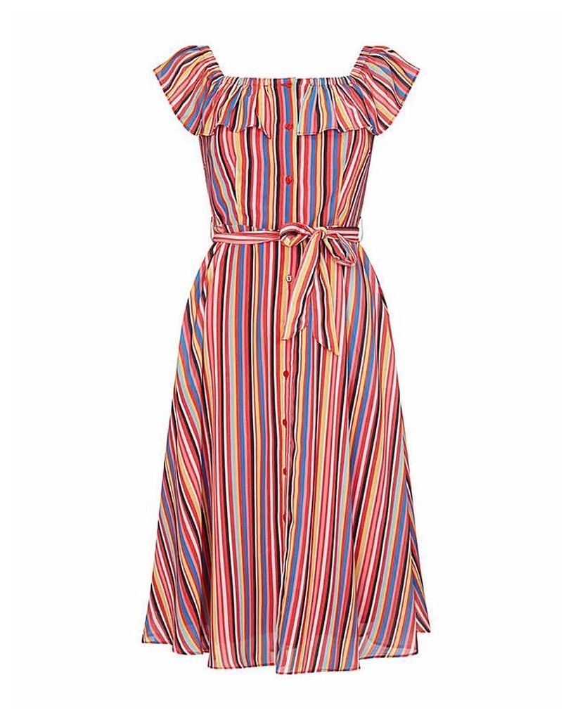Yumi Curves Rainbow Stripe Bardot Dress