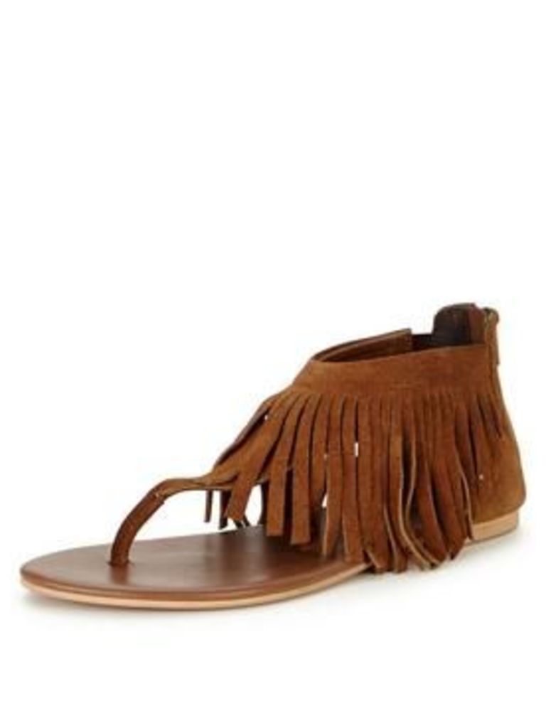 V By Very Victory Fringed Toe Post Sandal