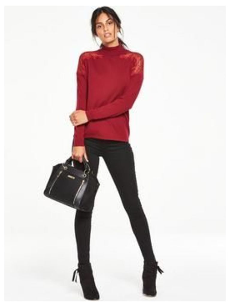 V By Very Lace Insert Roll Neck Jumper