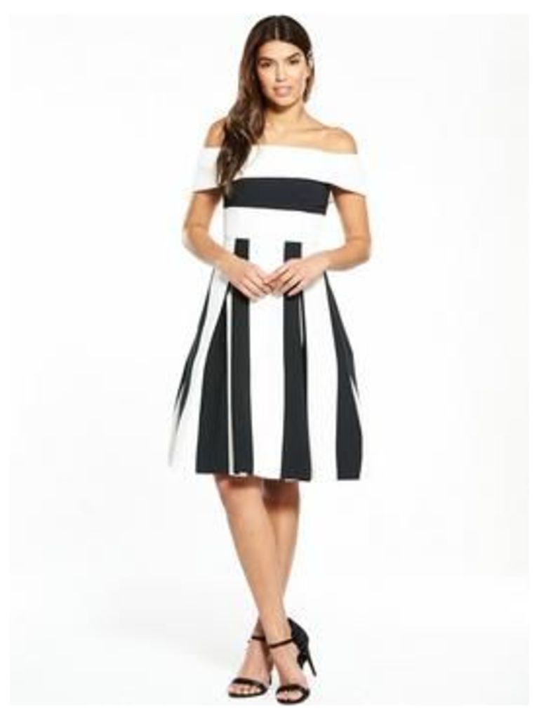 V By Very Stripe Bardot Midi Prom Dress