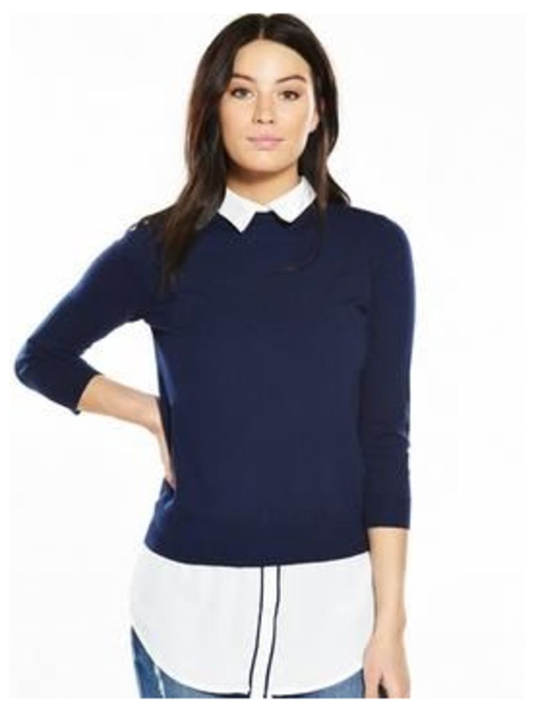 V By Very Shirt Collar Tipped 2-In-1 Jumper