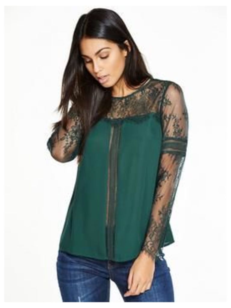 V By Very Lace Yoke And Sleeve Blouse