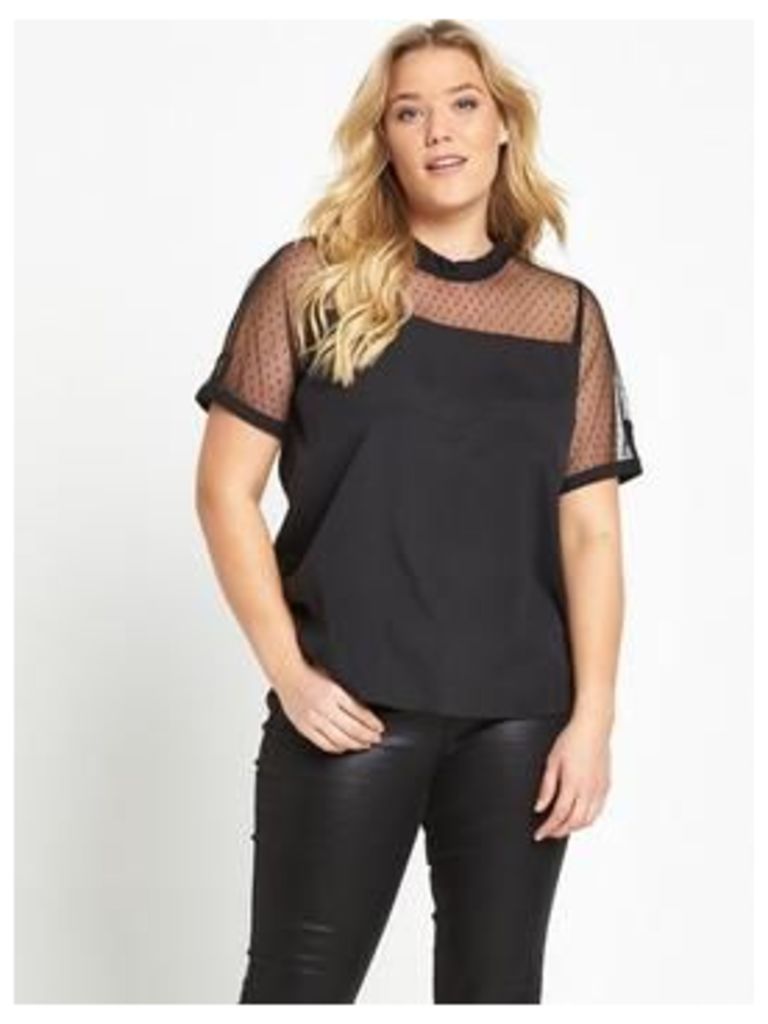 Lost Ink Curve Top With Dobby Mesh