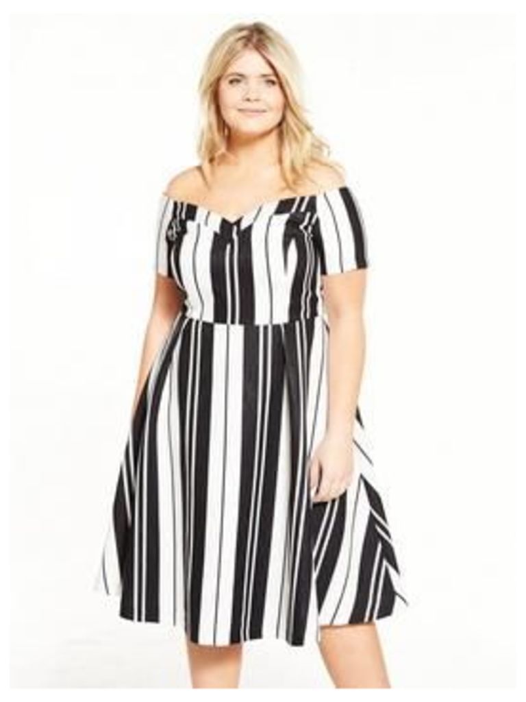 Lovedrobe Monochrome Stripe Bardot Dress