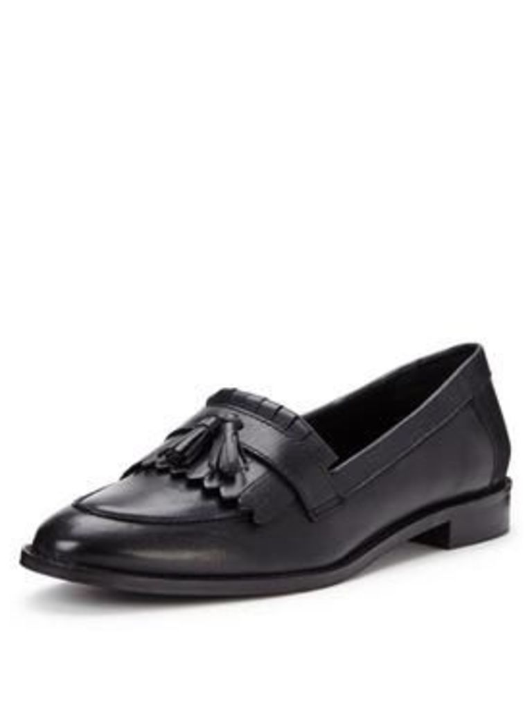 V By Very Grafton Wide Fit Leather Tassel Loafer - Black