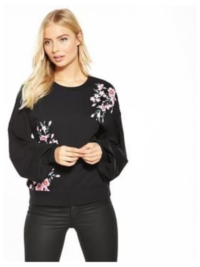 V By Very Floral Printed Balloon Sleeve Sweat