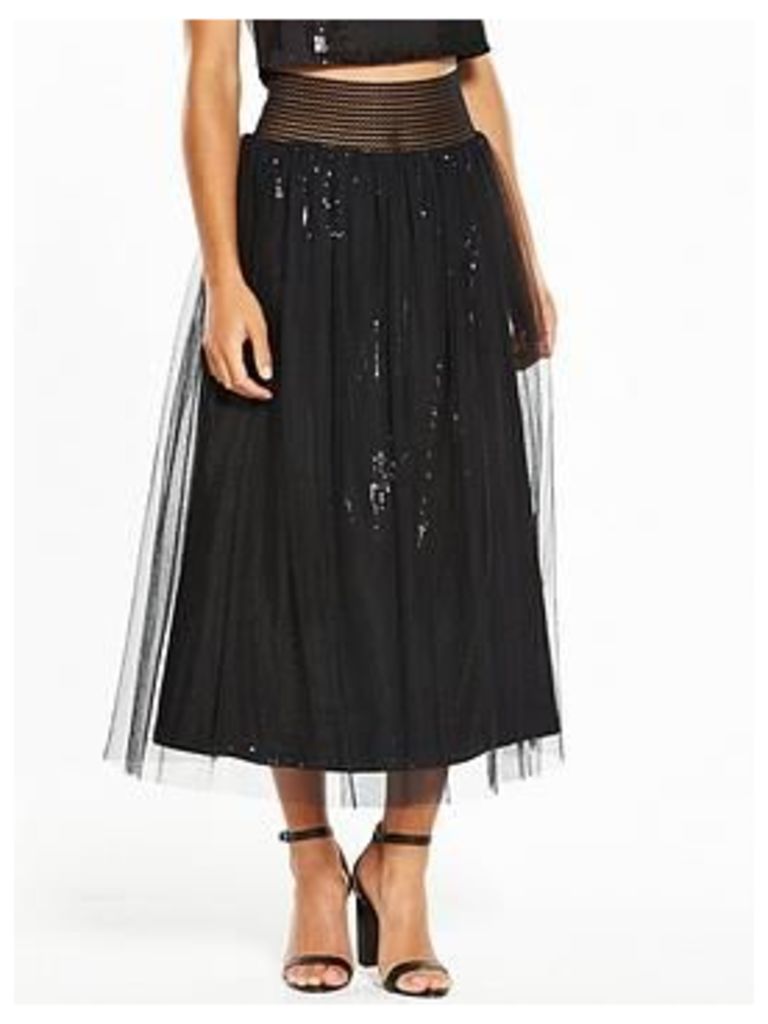 Little Mistress Petite Embellished Skirt - Black