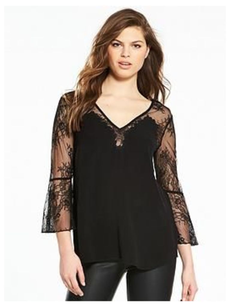 V By Very Fluted Lace Sleeve Blouse