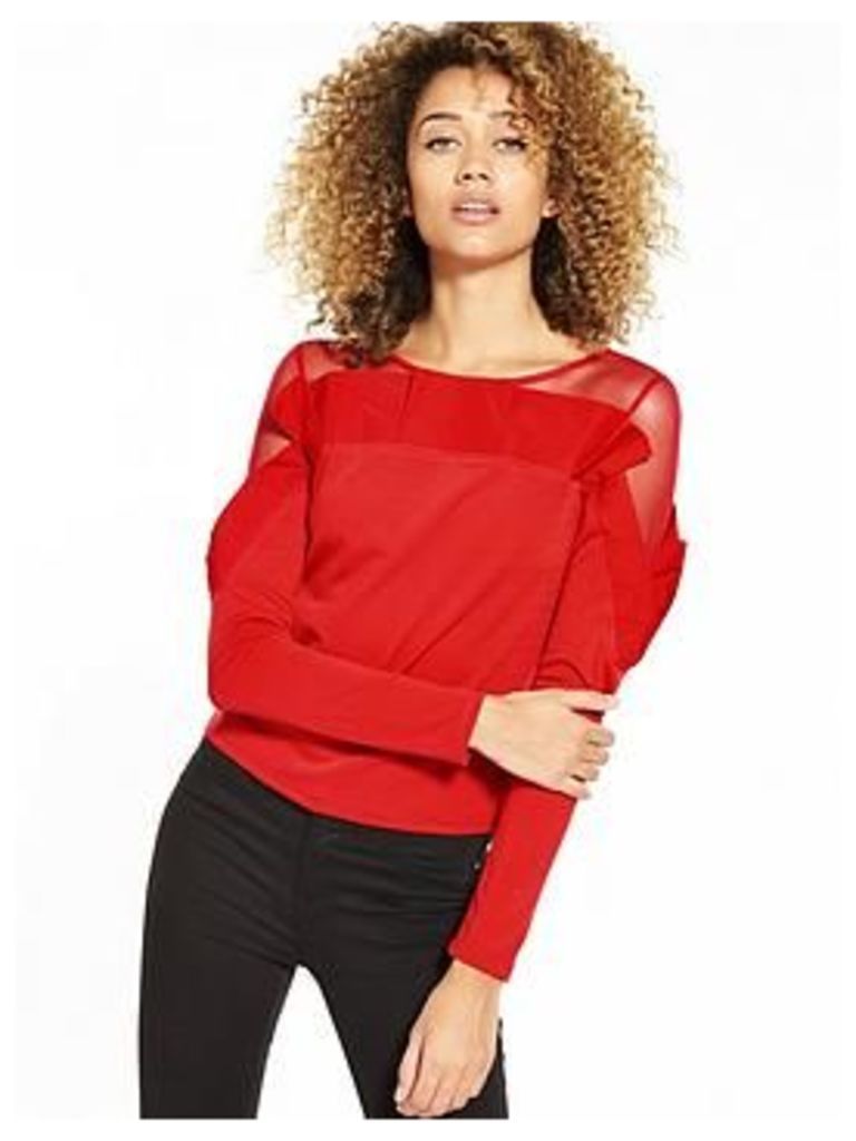Lost Ink Lightweight Oversized Pleated Top - Red