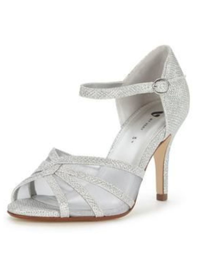 V by Very Fortune Mid Heel Sparkle Occasion Sandal, Silver, Size 6, Women